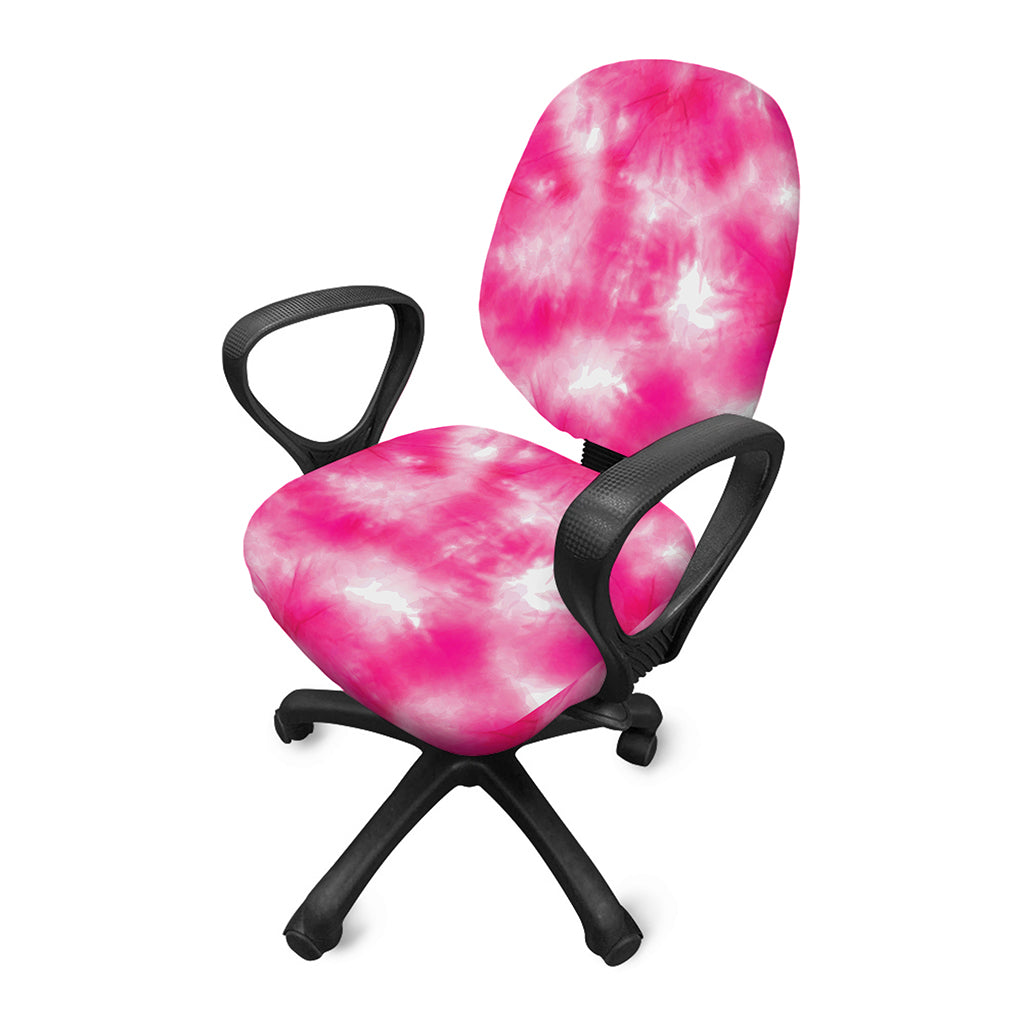 Pink Shibori Tie Dye Print Office Chair Cover