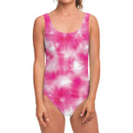 Pink Shibori Tie Dye Print One Piece Swimsuit