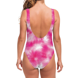 Pink Shibori Tie Dye Print One Piece Swimsuit