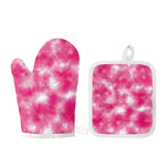 Pink Shibori Tie Dye Print Oven Mitt And Pot Holder Set