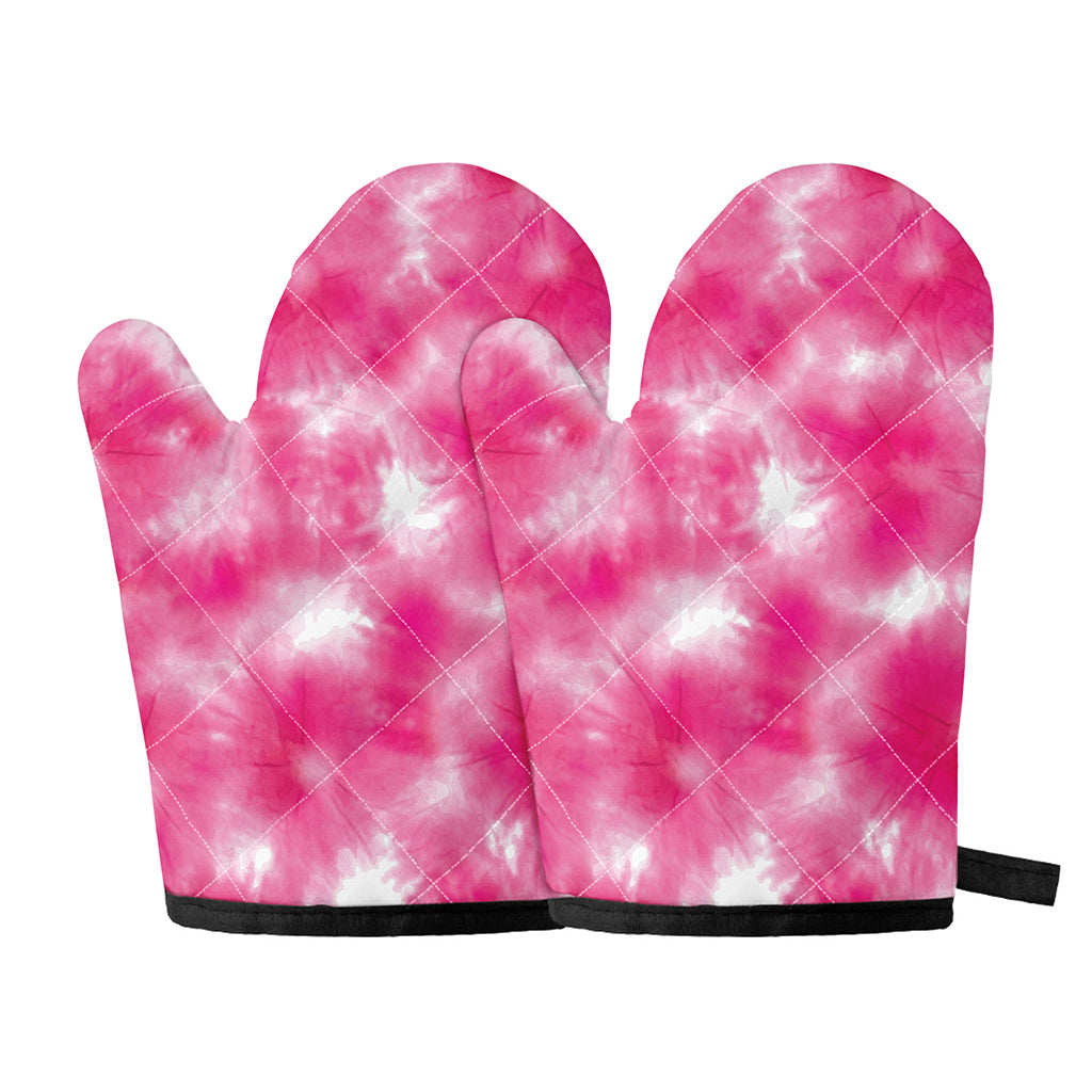 Pink Shibori Tie Dye Print Oven Mitts