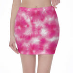 Pink Shibori Tie Dye Print Pencil Mini Skirt