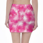 Pink Shibori Tie Dye Print Pencil Mini Skirt