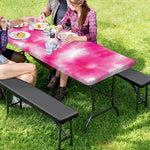Pink Shibori Tie Dye Print Picnic Table Cover