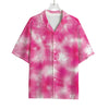 Pink Shibori Tie Dye Print Rayon Hawaiian Shirt