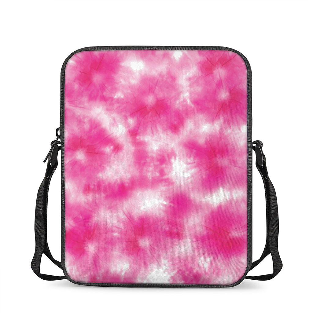 Pink Shibori Tie Dye Print Rectangular Crossbody Bag