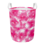 Pink Shibori Tie Dye Print Round Laundry Basket