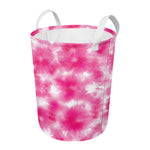 Pink Shibori Tie Dye Print Round Laundry Basket