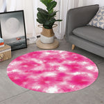 Pink Shibori Tie Dye Print Round Rug