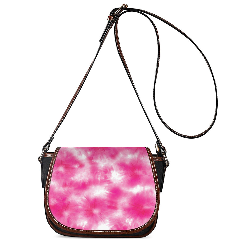 Pink Shibori Tie Dye Print Saddle Bag