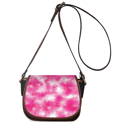 Pink Shibori Tie Dye Print Saddle Bag