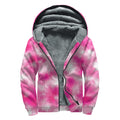 Pink Shibori Tie Dye Print Sherpa Lined Zip Up Hoodie