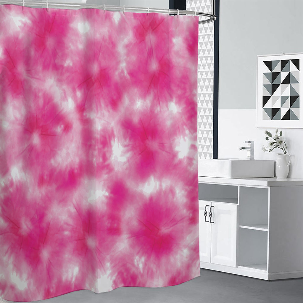 Pink Shibori Tie Dye Print Shower Curtain