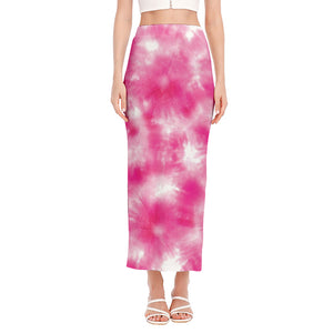 Pink Shibori Tie Dye Print Side Slit Maxi Skirt