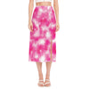 Pink Shibori Tie Dye Print Side Slit Midi Skirt