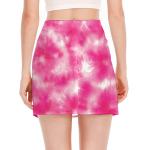 Pink Shibori Tie Dye Print Side Slit Mini Skirt