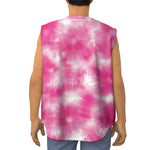 Pink Shibori Tie Dye Print Sleeveless Baseball Jersey