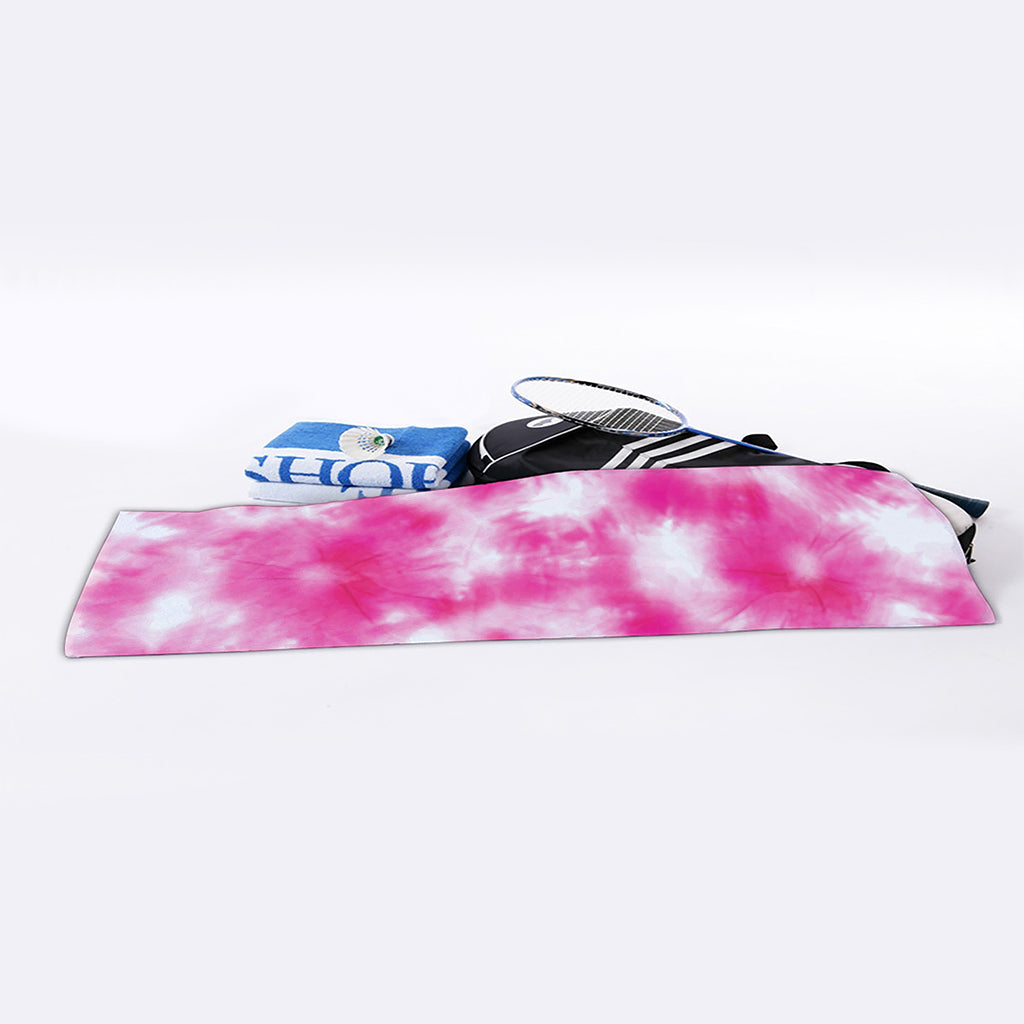Pink Shibori Tie Dye Print Sports Towel