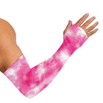 Pink Shibori Tie Dye Print Sun Protection Arm Sleeves