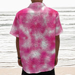 Pink Shibori Tie Dye Print Textured Short Sleeve Shirt