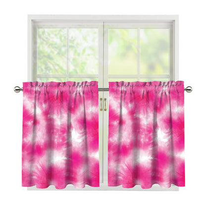 Pink Shibori Tie Dye Print Tier Curtains