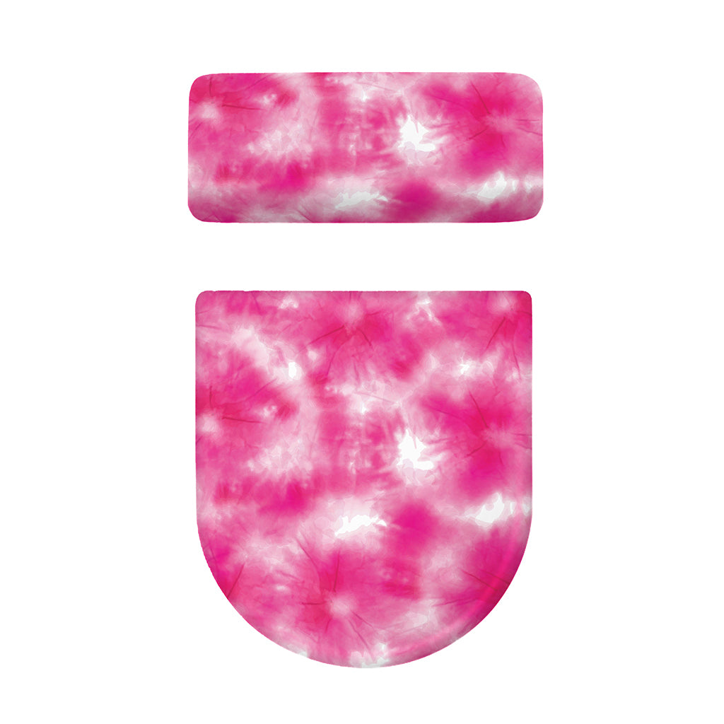 Pink Shibori Tie Dye Print Toilet Lid And Tank Cover Set