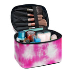 Pink Shibori Tie Dye Print Travel Makeup Bag