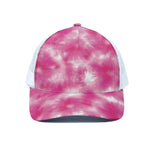 Pink Shibori Tie Dye Print White Mesh Trucker Cap