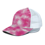 Pink Shibori Tie Dye Print White Mesh Trucker Cap