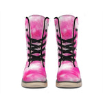 Pink Shibori Tie Dye Print Winter Boots