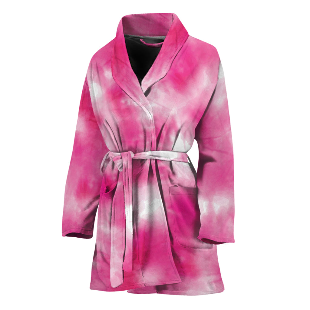 Pink Shibori Tie Dye Print Women's Bathrobe