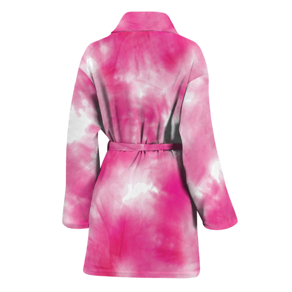 Pink Shibori Tie Dye Print Women's Bathrobe