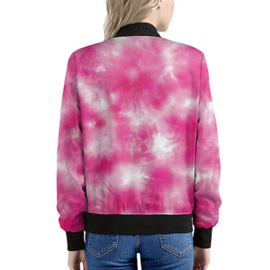 Pink Shibori Tie Dye Print Women's Bomber Jacket