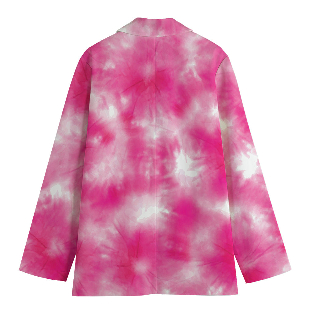 Pink Shibori Tie Dye Print Women's Cotton Blazer