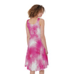Pink Shibori Tie Dye Print Women's Sleeveless Dress