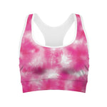 Pink Shibori Tie Dye Print Women's Sports Bra