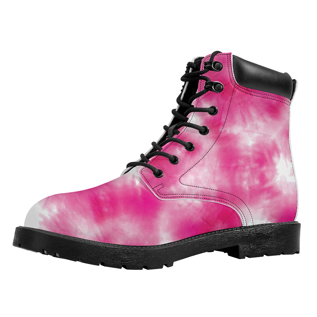 Pink Shibori Tie Dye Print Work Boots