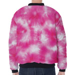 Pink Shibori Tie Dye Print Zip Sleeve Bomber Jacket