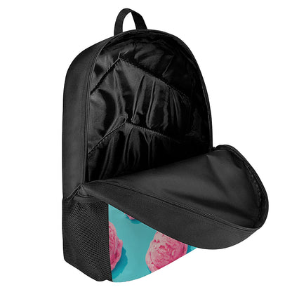 Pink Strawberry Ice Cream Print 17 Inch Backpack