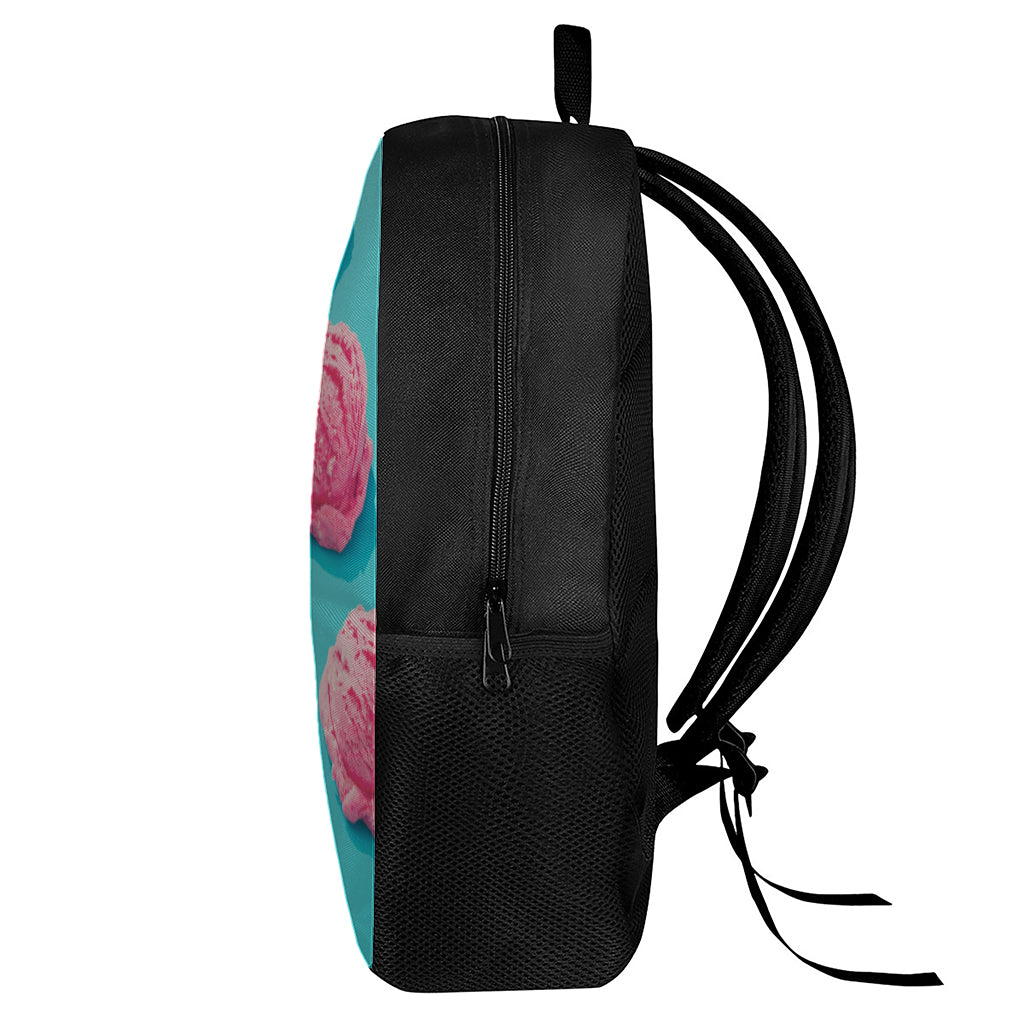 Pink Strawberry Ice Cream Print 17 Inch Backpack