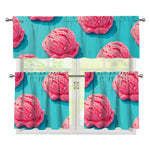 Pink Strawberry Ice Cream Print 3 Piece Kitchen Curtains
