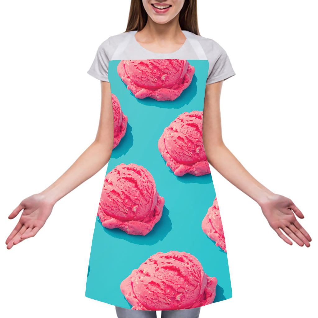 Pink Strawberry Ice Cream Print Adjustable Apron