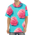 Pink Strawberry Ice Cream Print Aloha Shirt