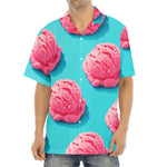 Pink Strawberry Ice Cream Print Aloha Shirt