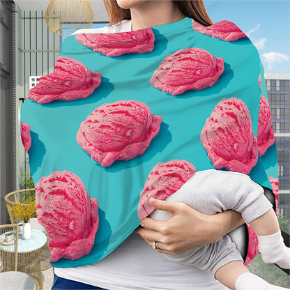 Pink Strawberry Ice Cream Print Baby Seat Cover