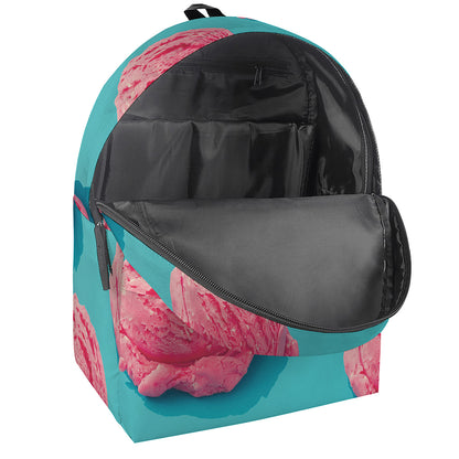 Pink Strawberry Ice Cream Print Backpack