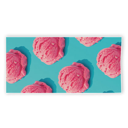Pink Strawberry Ice Cream Print Beach Towel