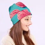 Pink Strawberry Ice Cream Print Beanie