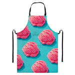 Pink Strawberry Ice Cream Print Bib Apron With Pocket