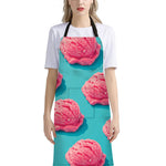 Pink Strawberry Ice Cream Print Bib Apron With Pocket